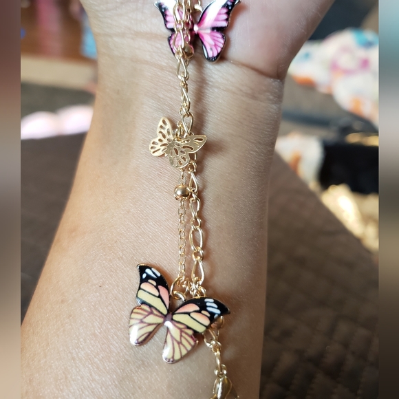 Boho Butterfly Layered Ankle Bracelet - Picture 6 of 8